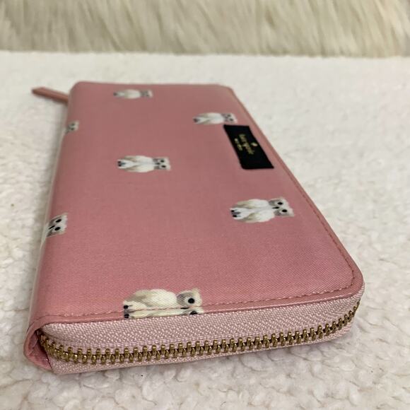 KATE SPADE Daycation Pink PAINTERLY OWL Zip Around NEDA Wallet - Picture 4 of 13
